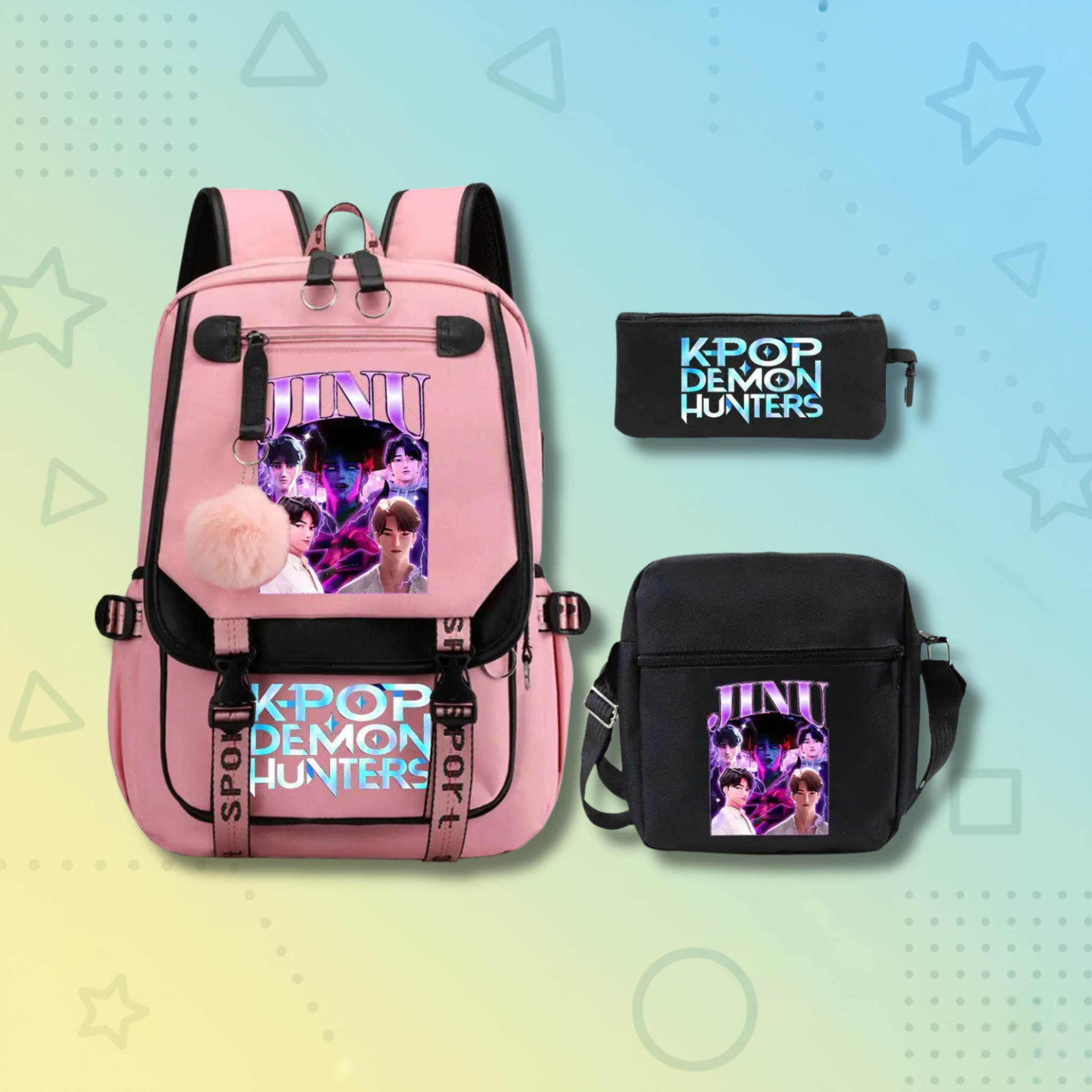 Backpack + Shoulder Bag + Pencil Case