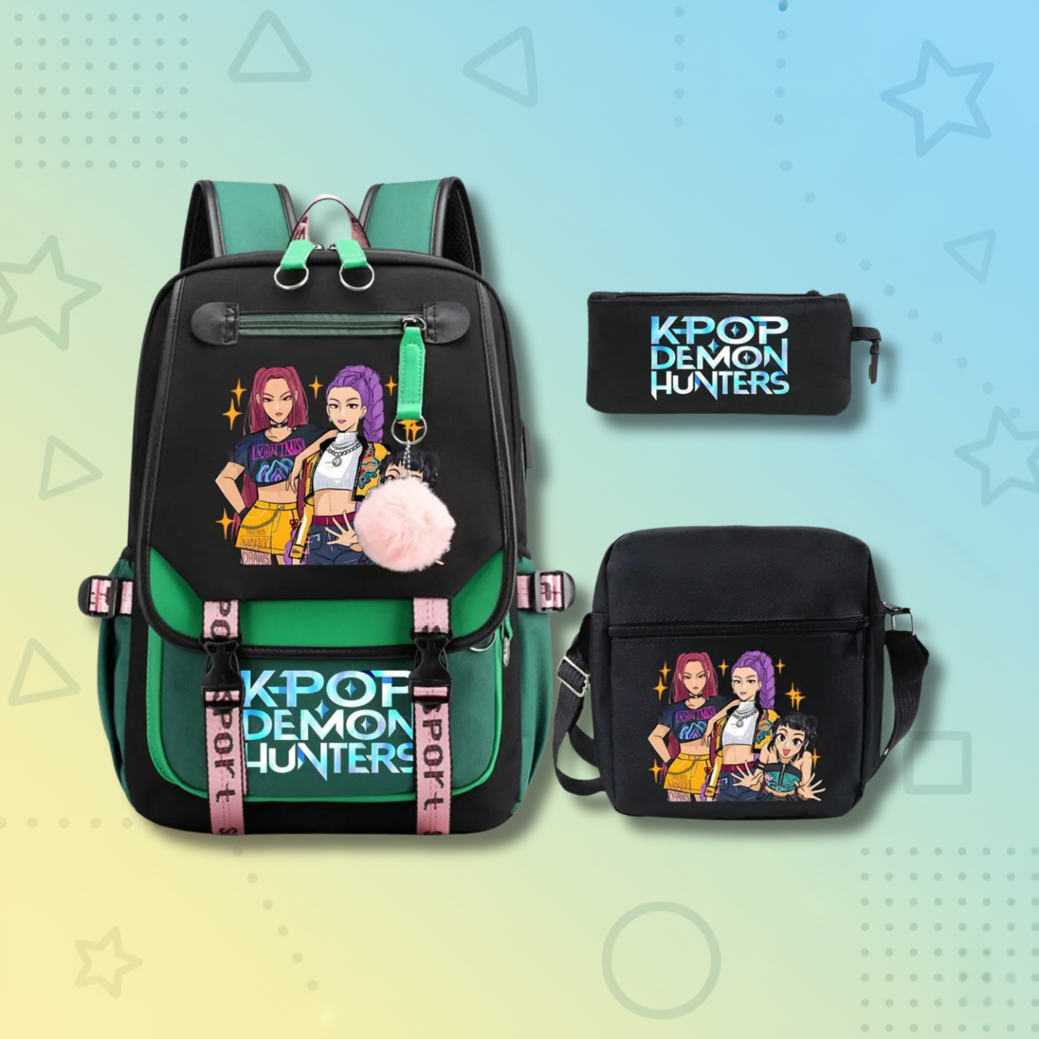 Backpack + Shoulder Bag + Pencil Case