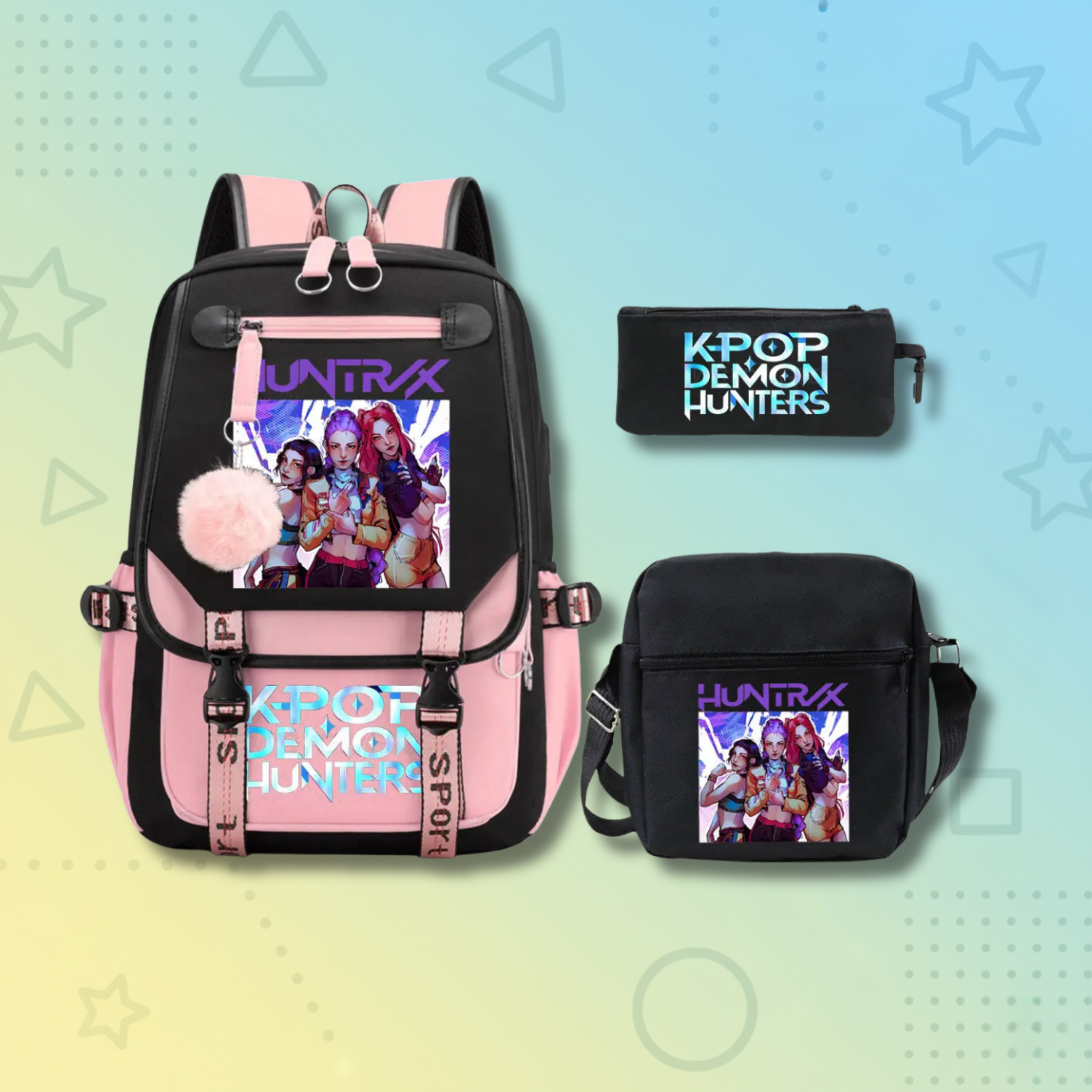 Backpack + Shoulder Bag + Pencil Case
